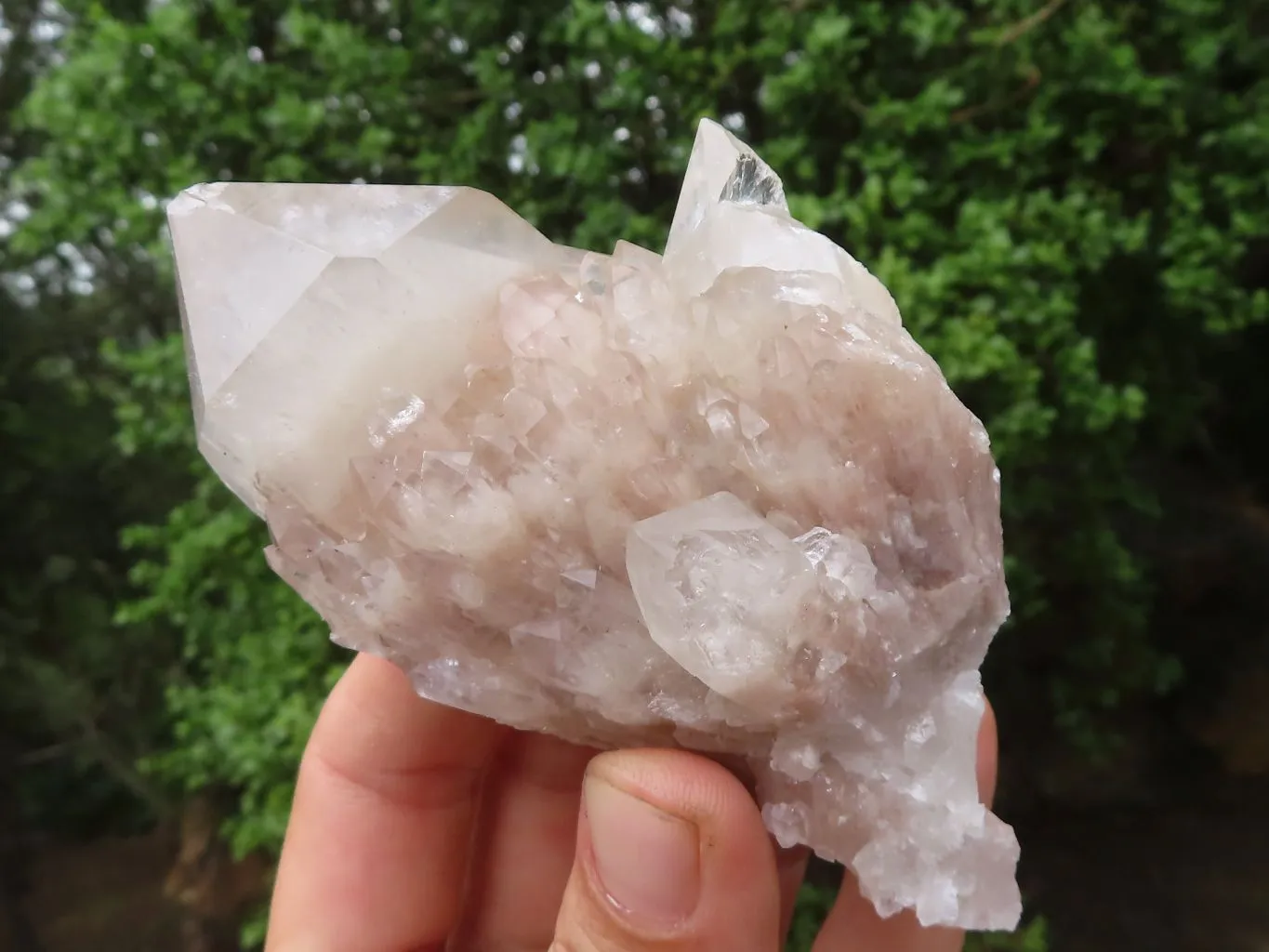 Natural White Phantom Cascading Smokey Quartz Clusters x 6 From Luena, Congo