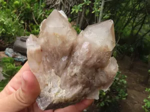 Natural White Phantom Cascading Smokey Quartz Clusters x 6 From Luena, Congo