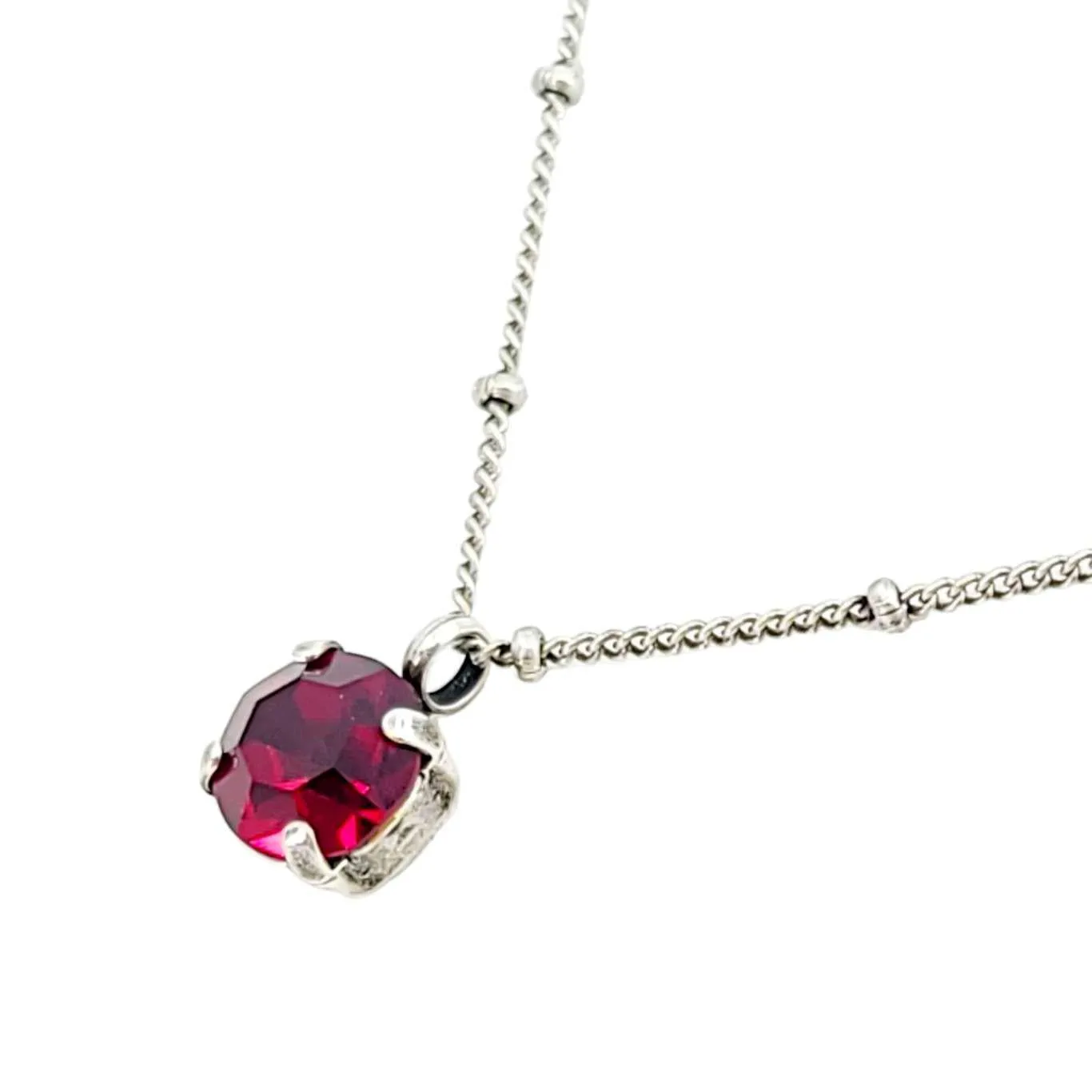 Necklace - Vintage Rhinestone Solitaire in Siam Ruby Red by Christine Stoll