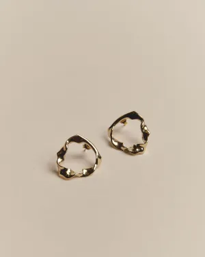 Nicola Beaten Round Earrings 14K Recycled Gold Vermeil