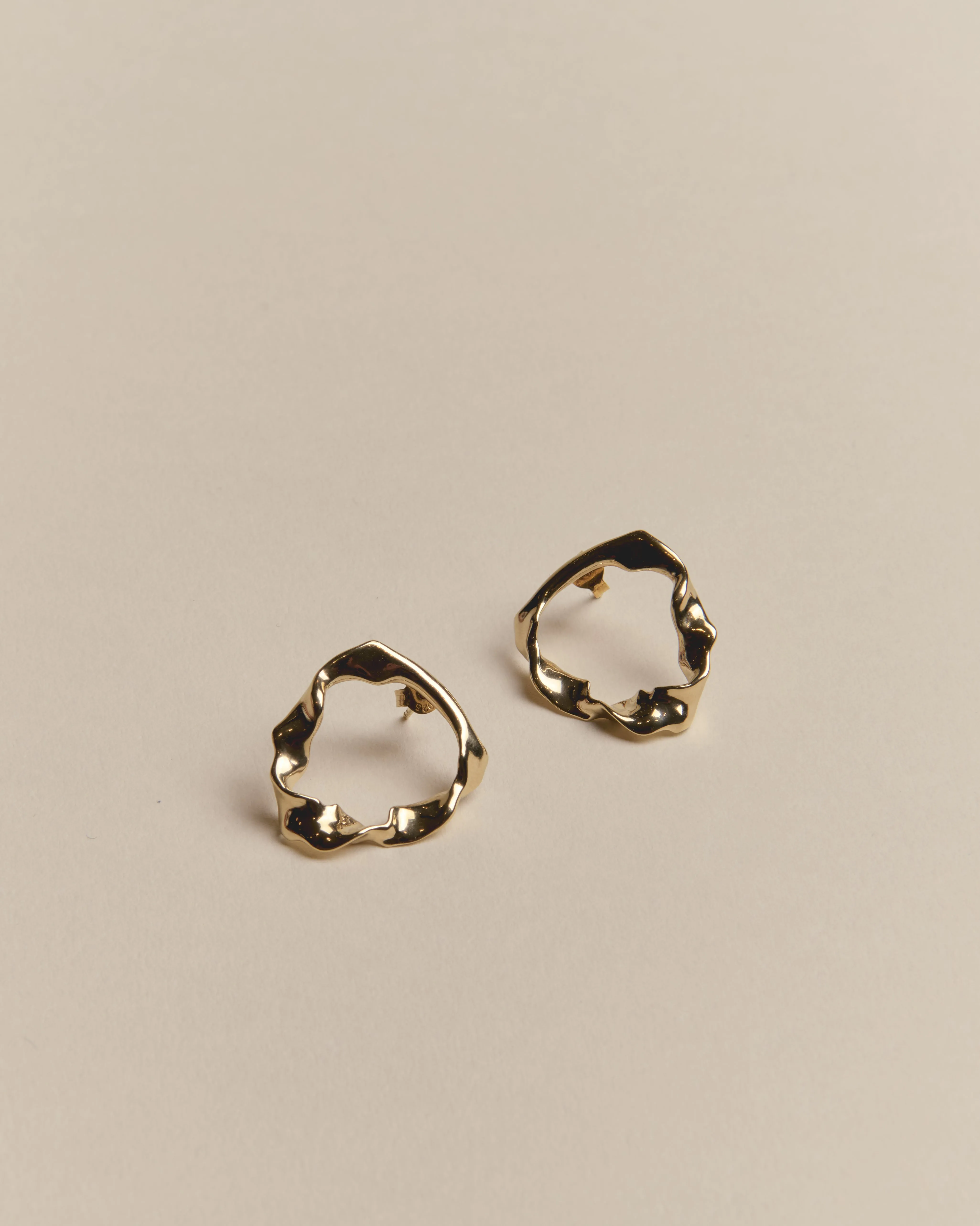 Nicola Beaten Round Earrings 14K Recycled Gold Vermeil