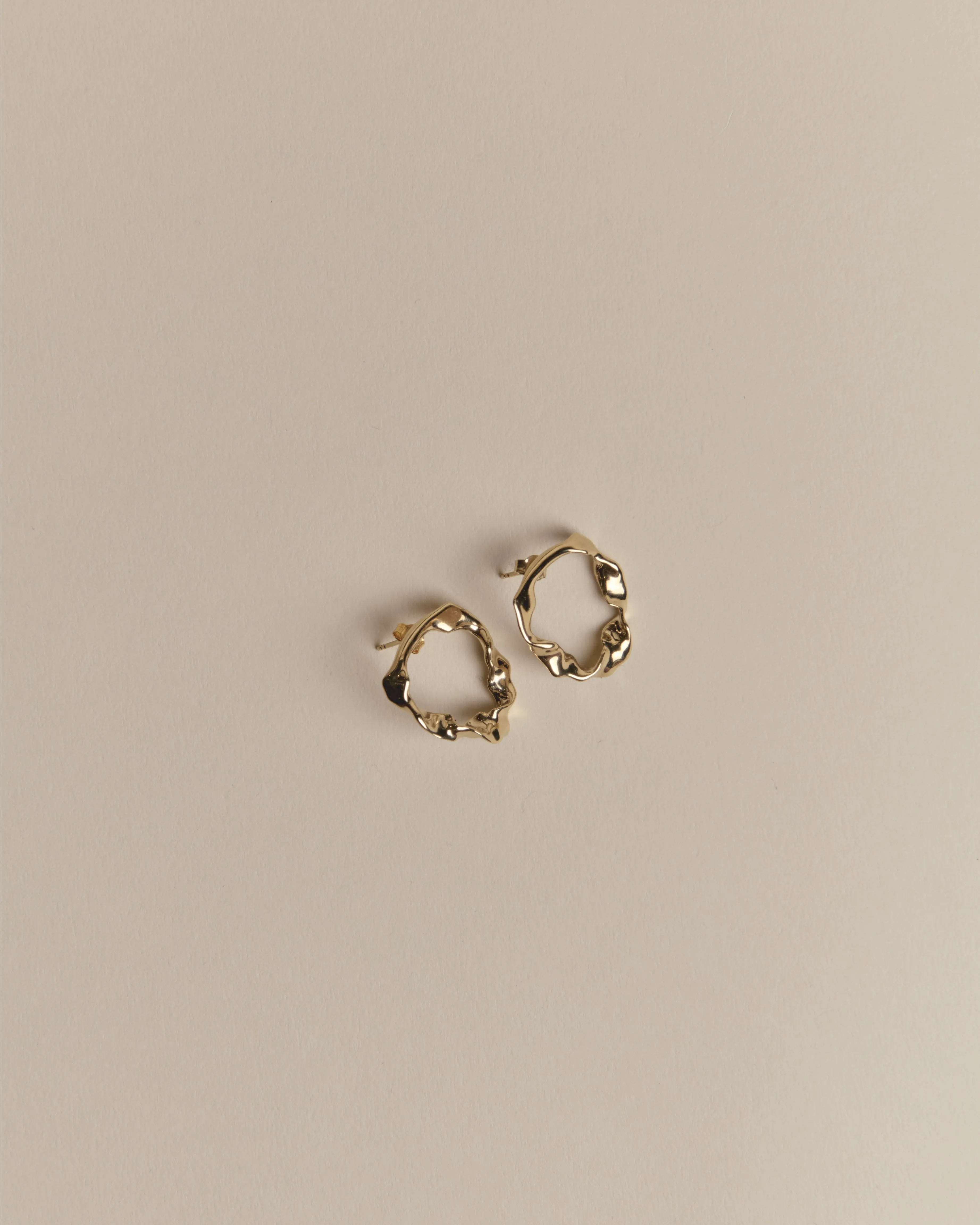 Nicola Beaten Round Earrings 14K Recycled Gold Vermeil