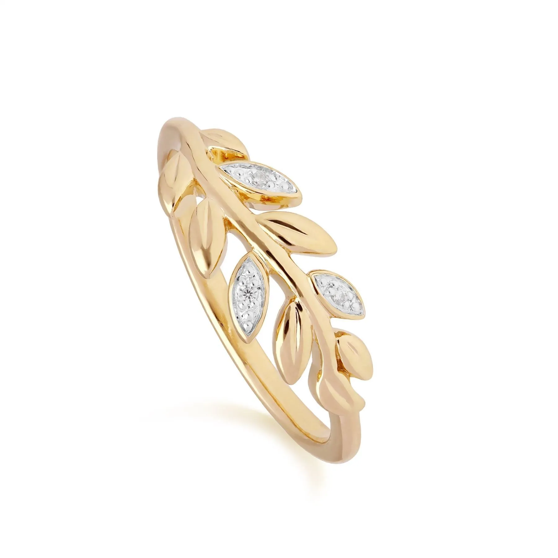 O Leaf Diamant Halskette & Ring Satz in 9ct Gelb Gold