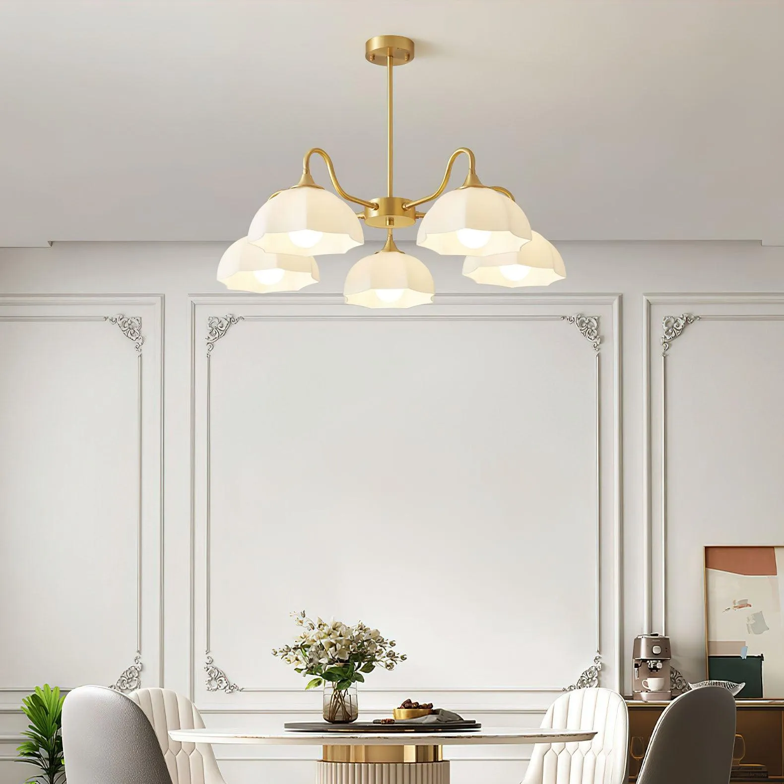 Octagonal Glass Bowl Chandelier