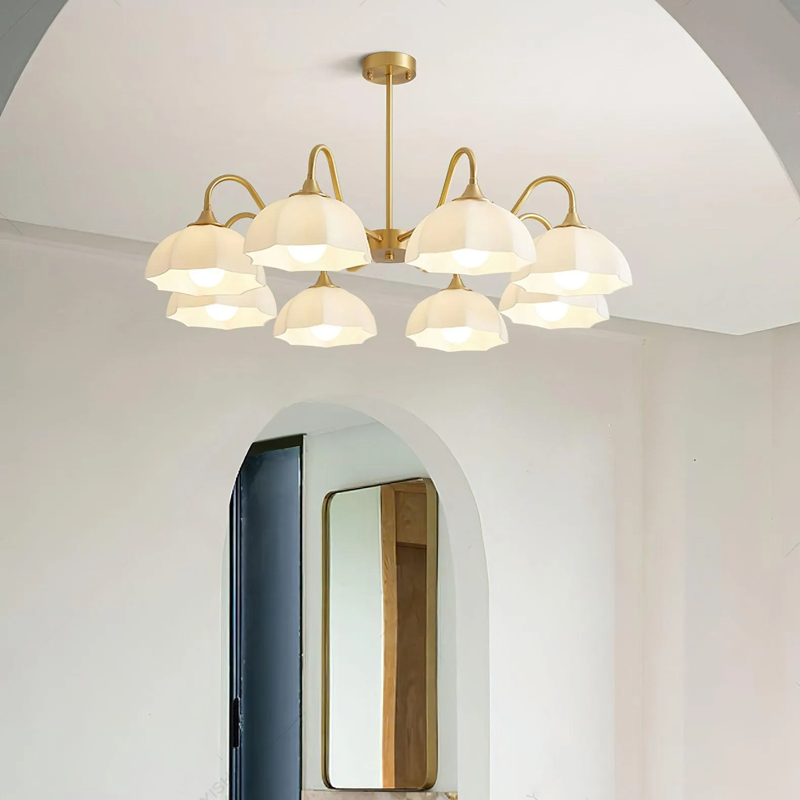 Octagonal Glass Bowl Chandelier