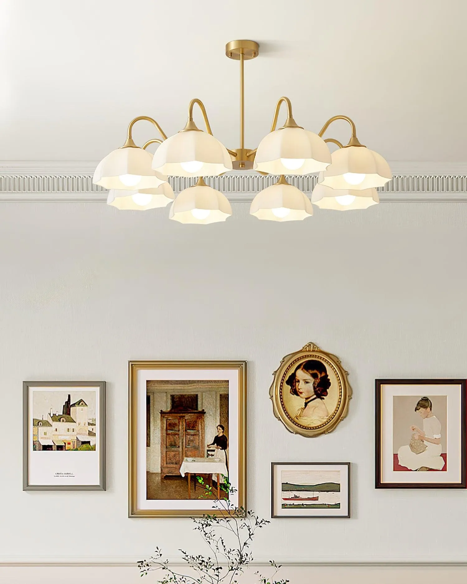Octagonal Glass Bowl Chandelier