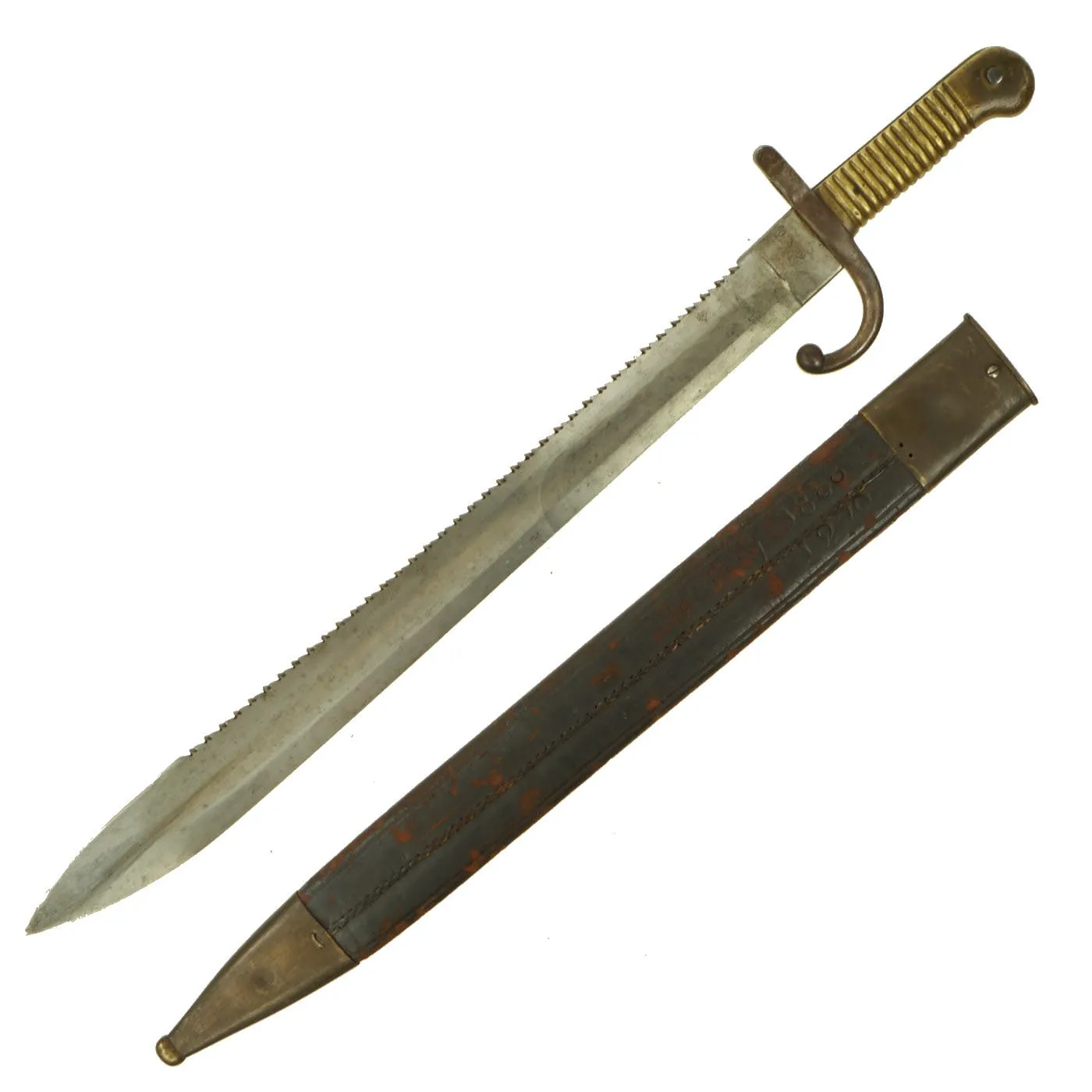 Original Belgian Terssen Model 1868 Pioneer Sawback Bayonet for Comblain Rifle dated 1879 with Scabbard