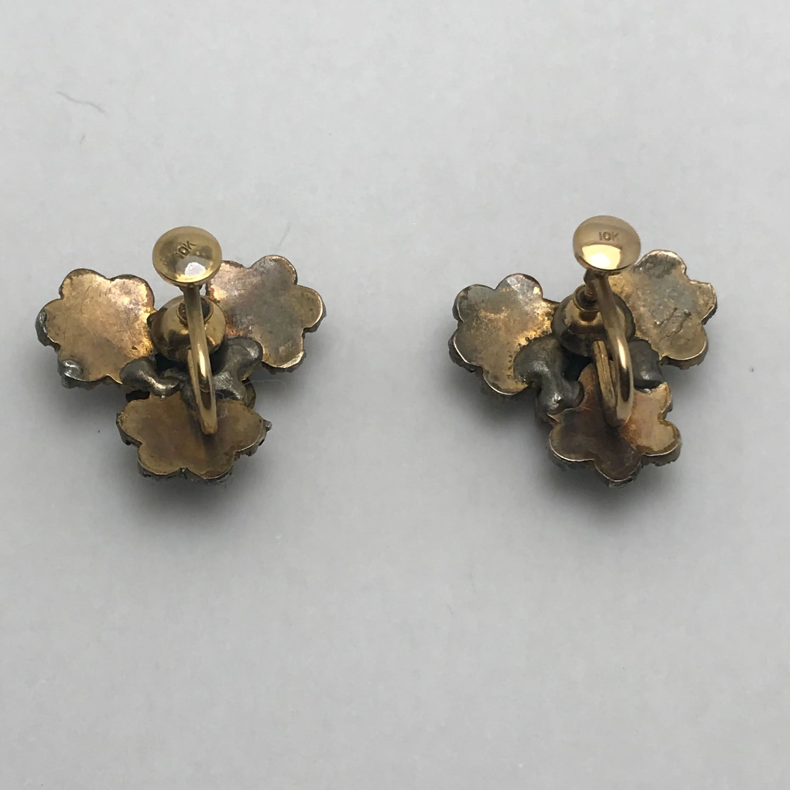 Pair of Vintage Bohemian Garnet Earrings. Screw-Back. 3/4" x 1/2"