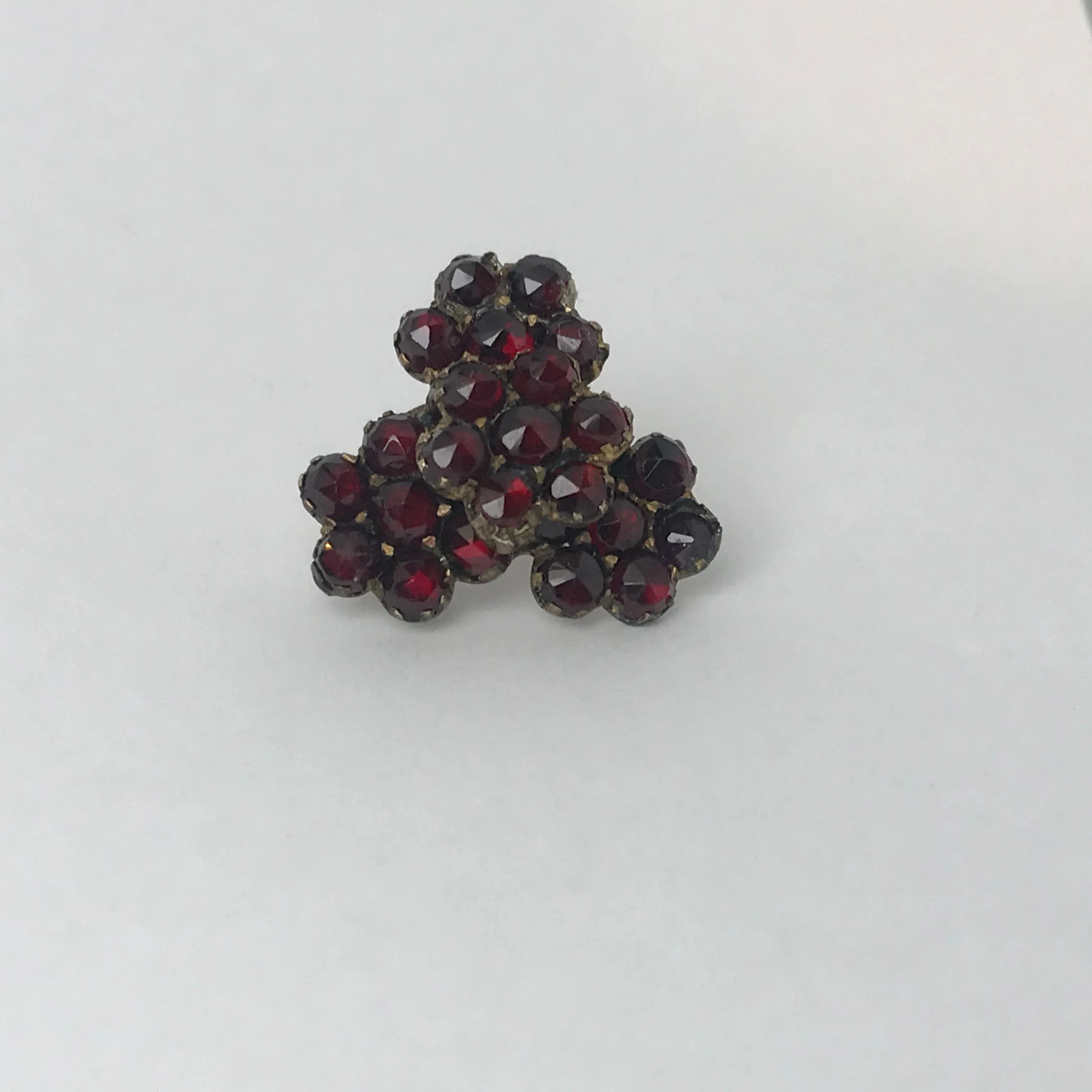 Pair of Vintage Bohemian Garnet Earrings. Screw-Back. 3/4" x 1/2"