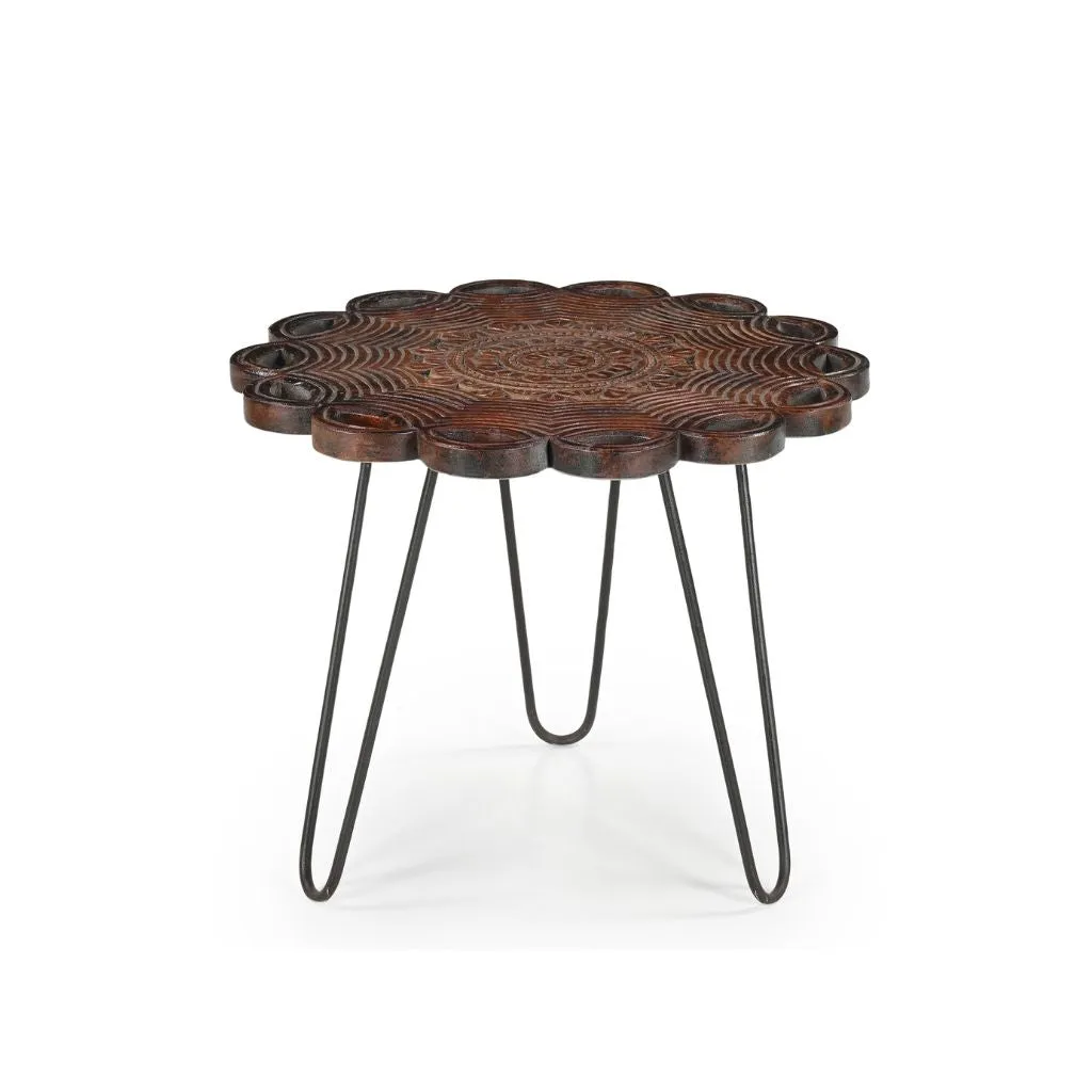 Paniya Carved Wood Side Table