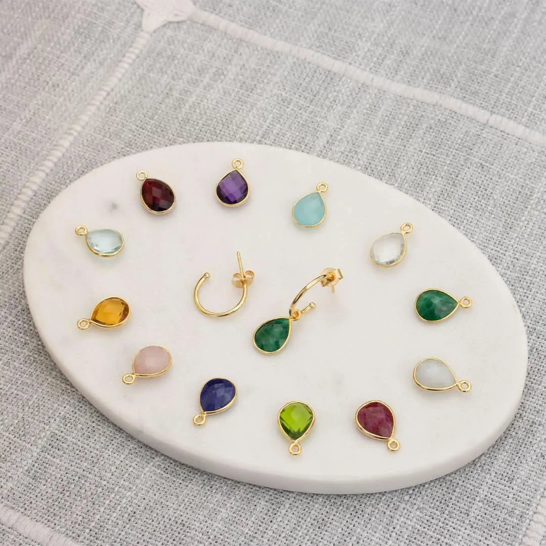 Peridot Drop Hoop Earrings | Gold - August