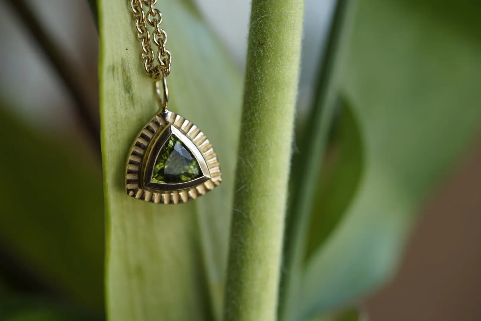 Peridot Trillion Necklace