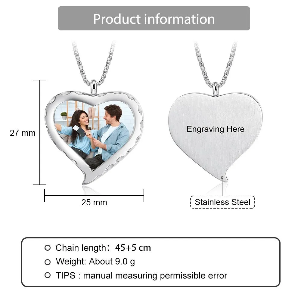Personalized Heart Photo Engraved Locket Necklace Best Gift For Grandparents