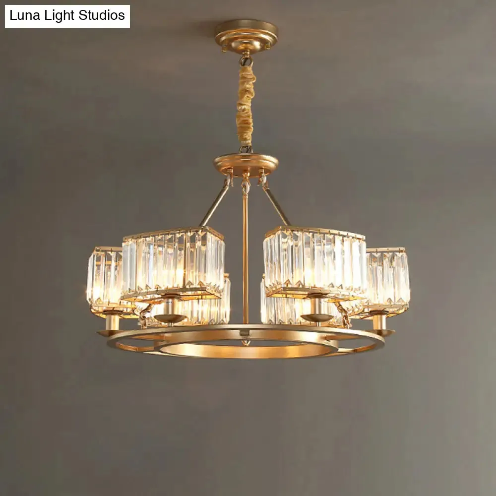 Post-Modern Crystal Prism Pendant Chandelier with Gold Finish for Living Room