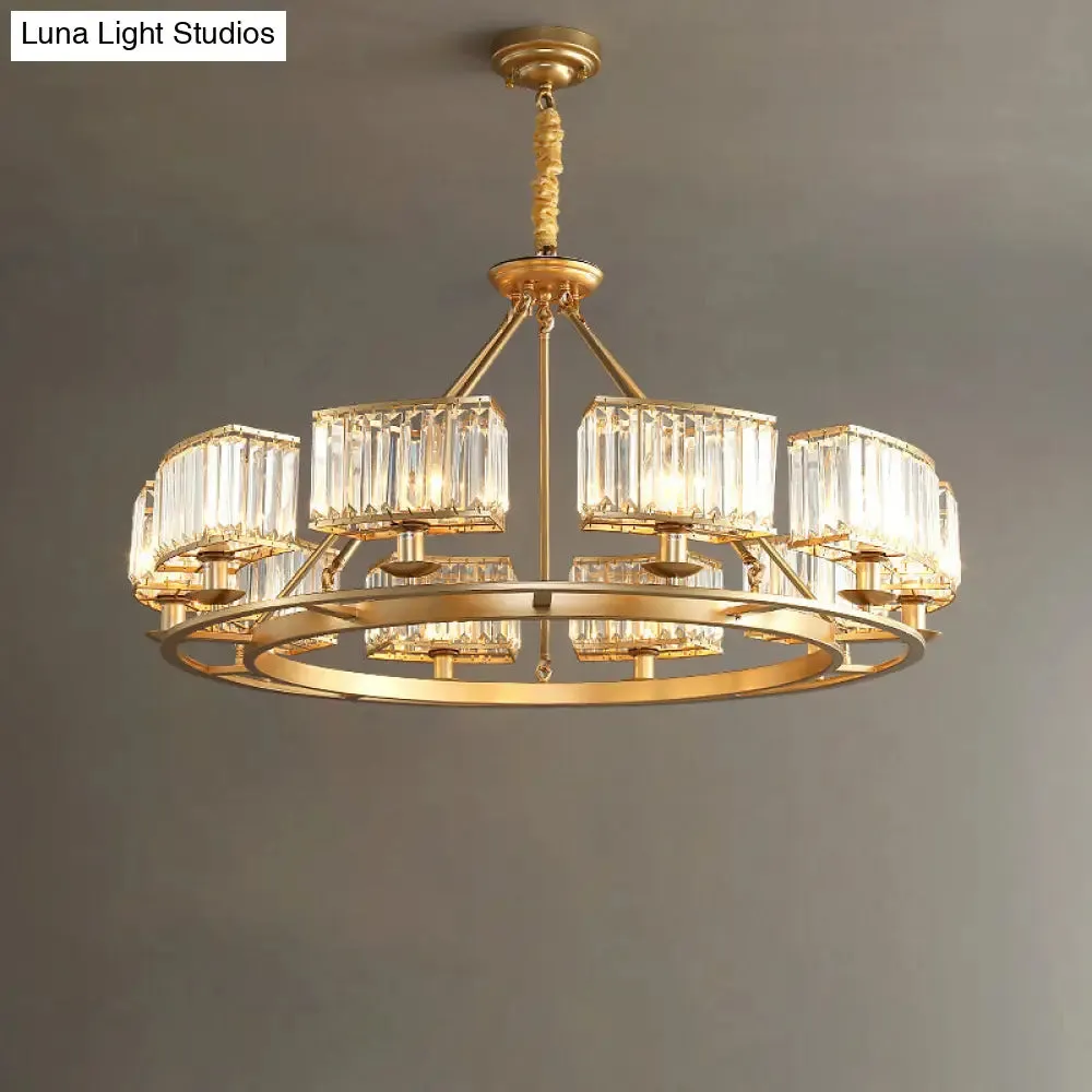 Post-Modern Crystal Prism Pendant Chandelier with Gold Finish for Living Room