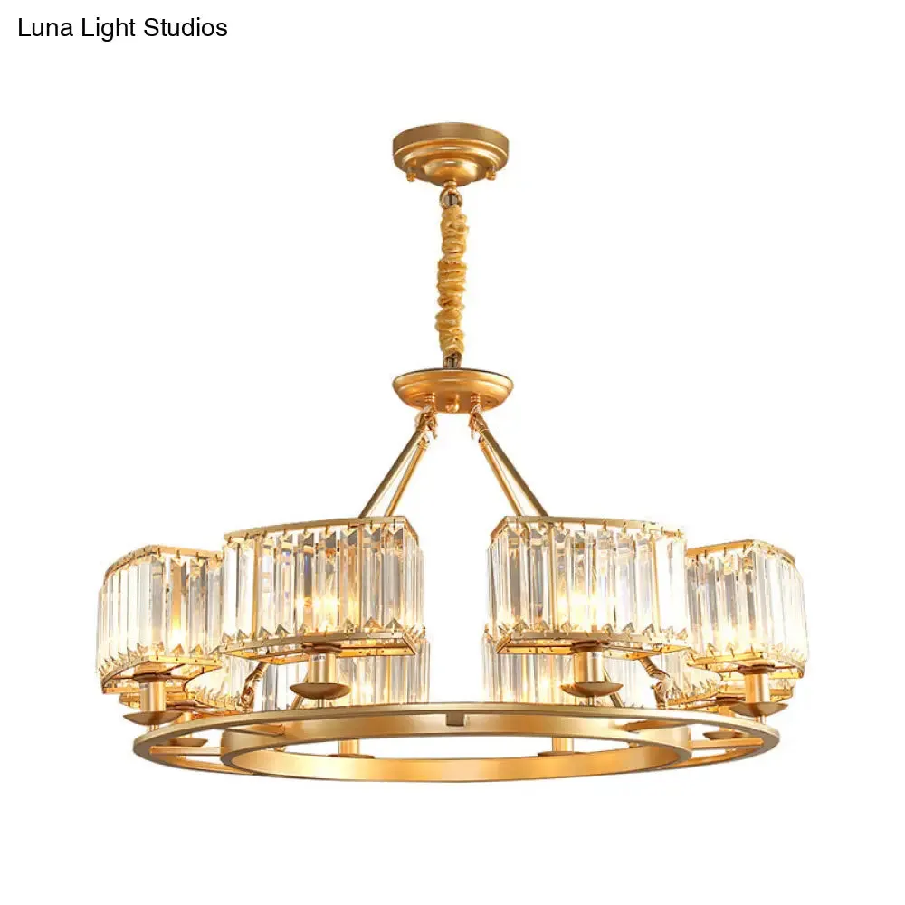 Post-Modern Crystal Prism Pendant Chandelier with Gold Finish for Living Room