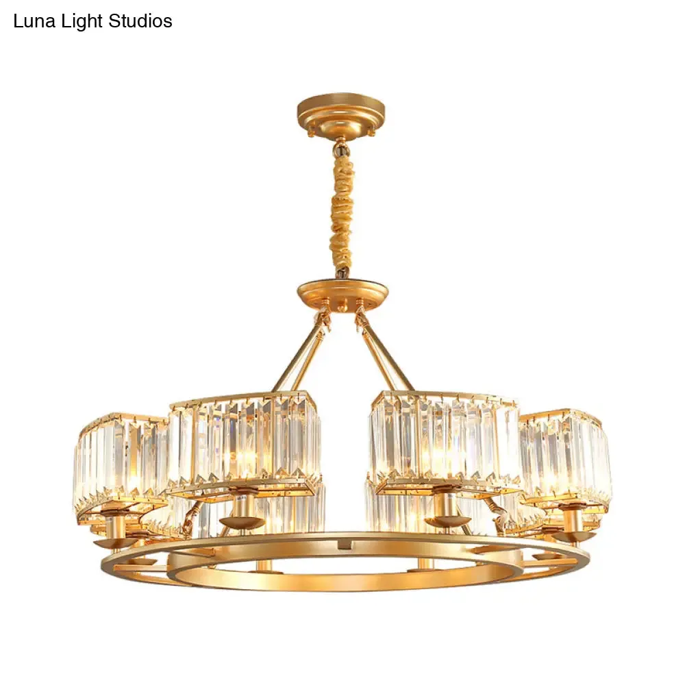 Post-Modern Crystal Prism Pendant Chandelier with Gold Finish for Living Room