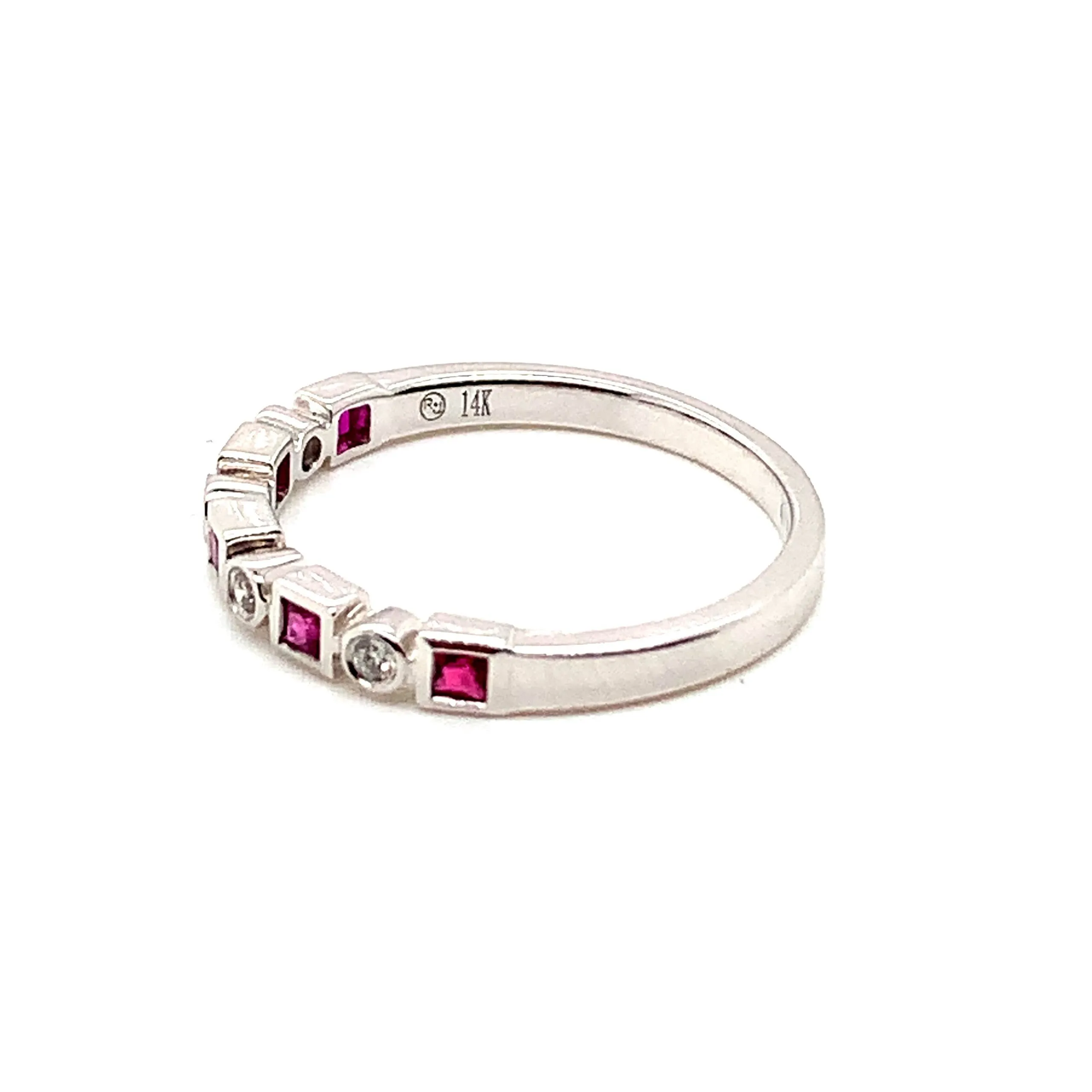 Princess Cut Ruby and Round Diamond Ring