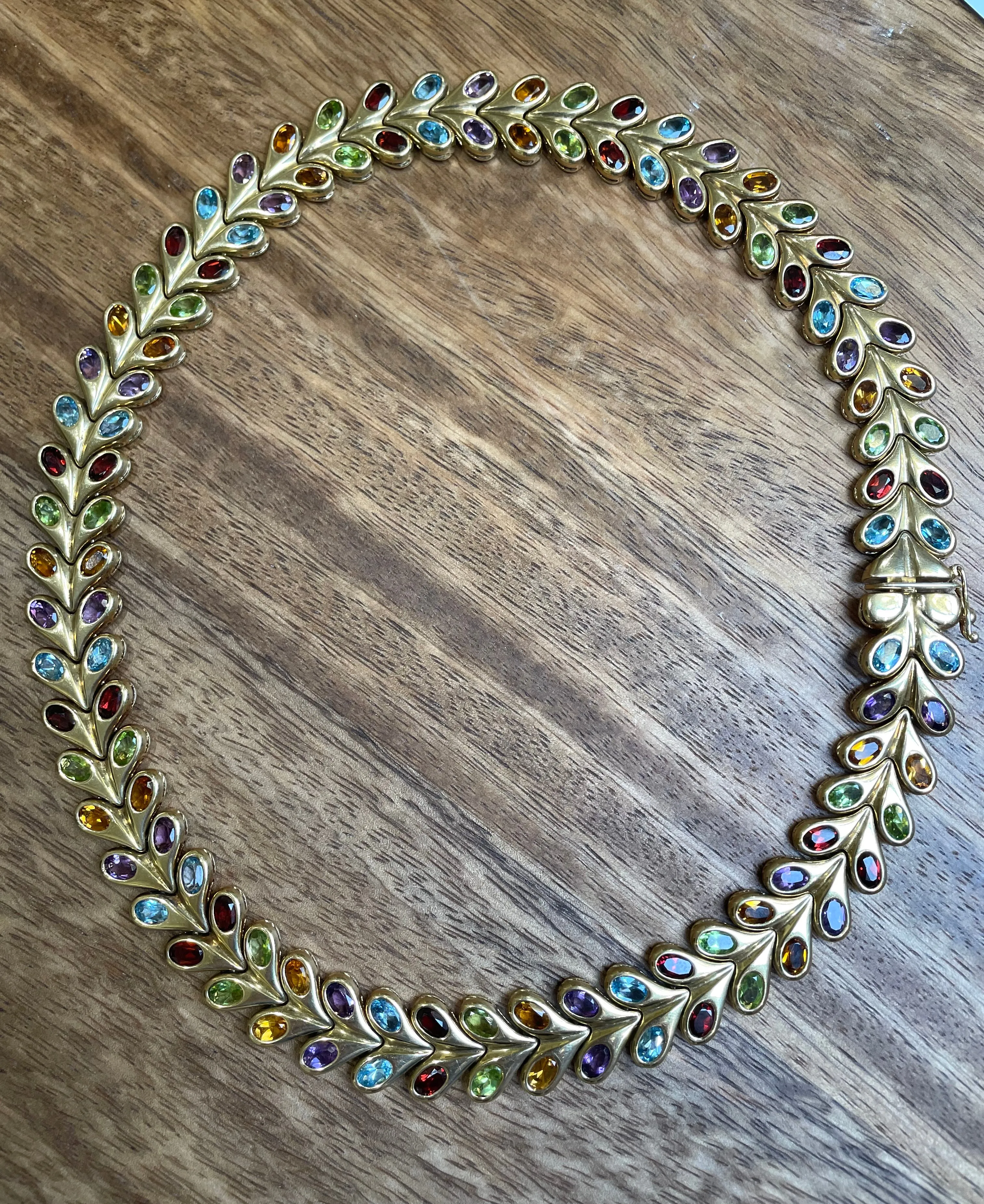 [PRIVATE] Vintage 14K multi gemstone heart collar necklace, 18 inch