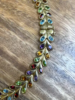 [PRIVATE] Vintage 14K multi gemstone heart collar necklace, 18 inch