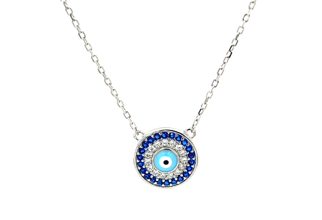"HESTIA" Evil Eye Sapphire CZ Necklace