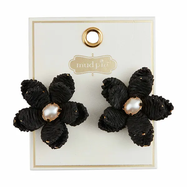Raffia Flower Earrings - Assorted
