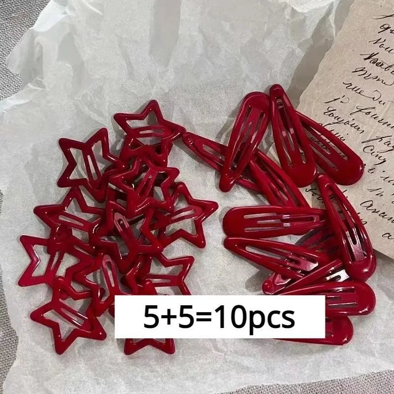 Red Star Waterdrop Barrettes: Stylish Hair Clips for Girls and Women