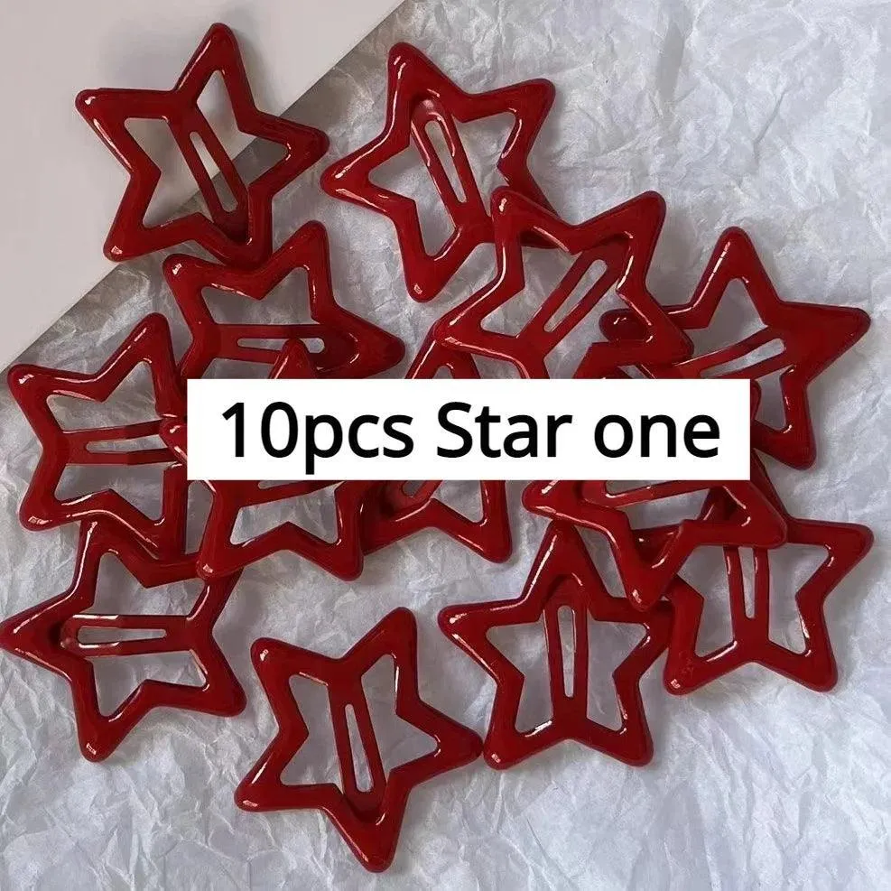 Red Star Waterdrop Barrettes: Stylish Hair Clips for Girls and Women