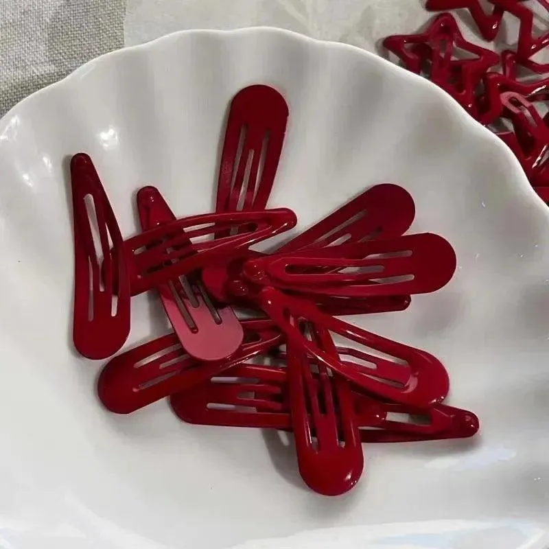 Red Star Waterdrop Barrettes: Stylish Hair Clips for Girls and Women