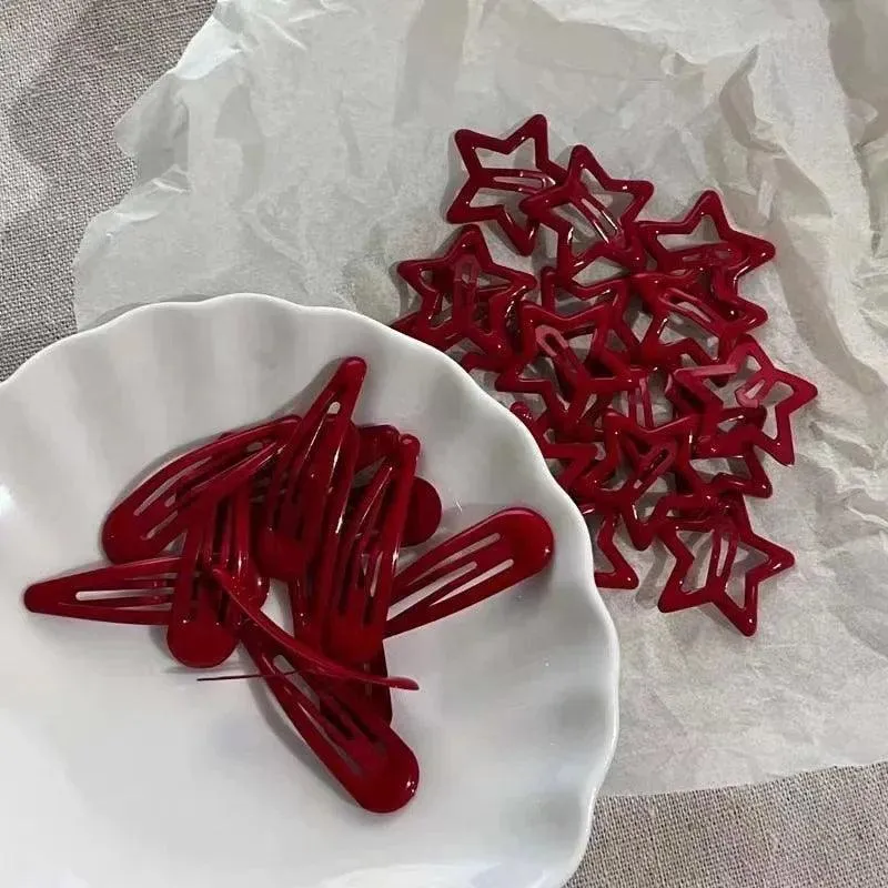 Red Star Waterdrop Barrettes: Stylish Hair Clips for Girls and Women