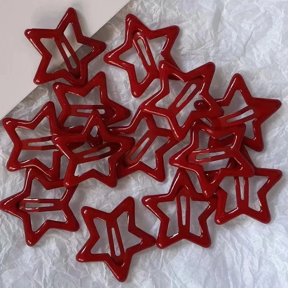 Red Star Waterdrop Barrettes: Stylish Hair Clips for Girls and Women