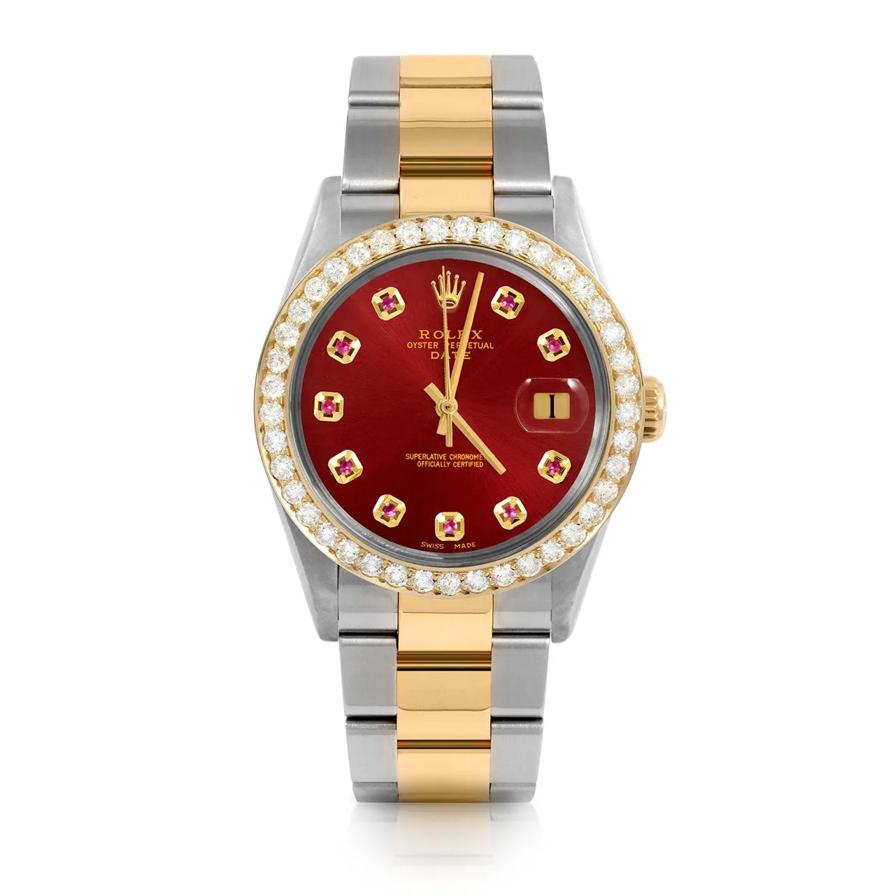 Rolex Date 34mm | 1500-TT-RED-RBY-AM-2CT-OYS
