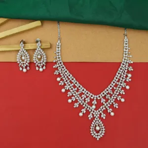 Round Neck Zircon/AD Necklace Set 11788-31