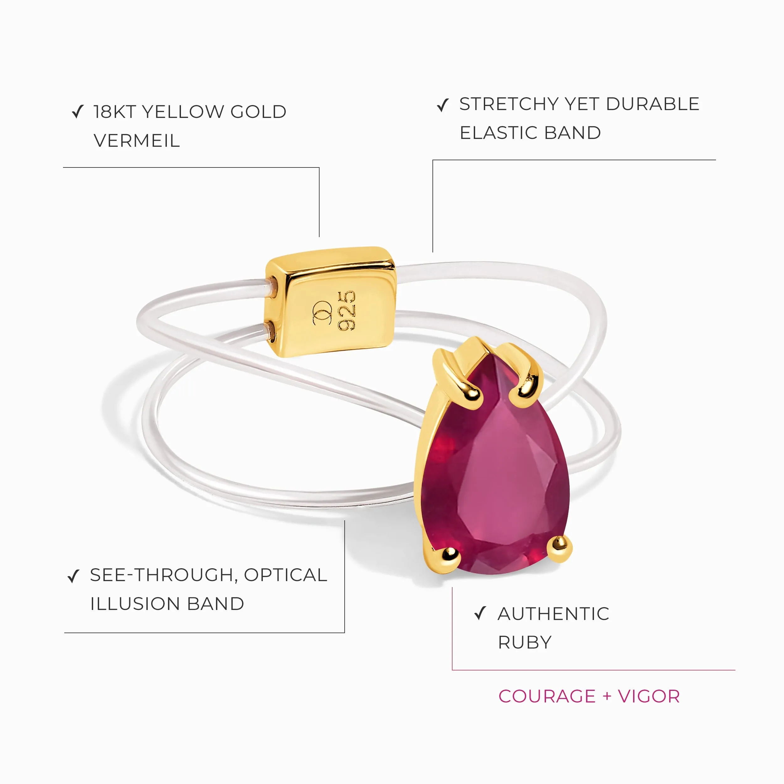 Ruby Ring Floating Sway - July Birthstone