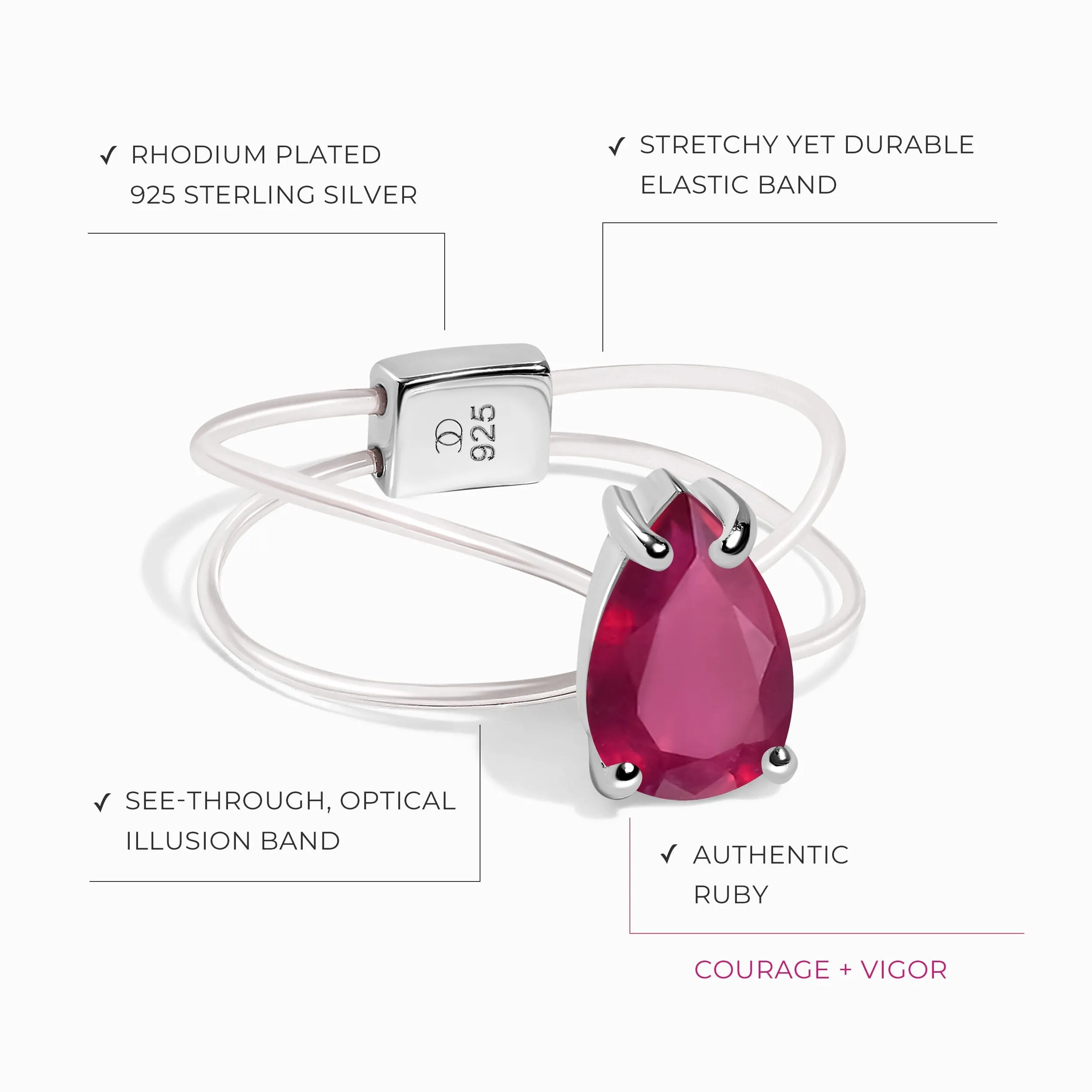 Ruby Ring Floating Sway - July Birthstone