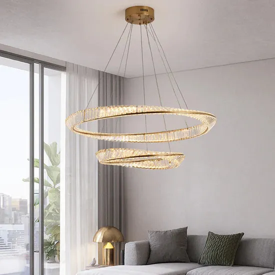 Rylight 1/2/3/4-Rings Crystal Chandelier in Gold/Chrome Finish