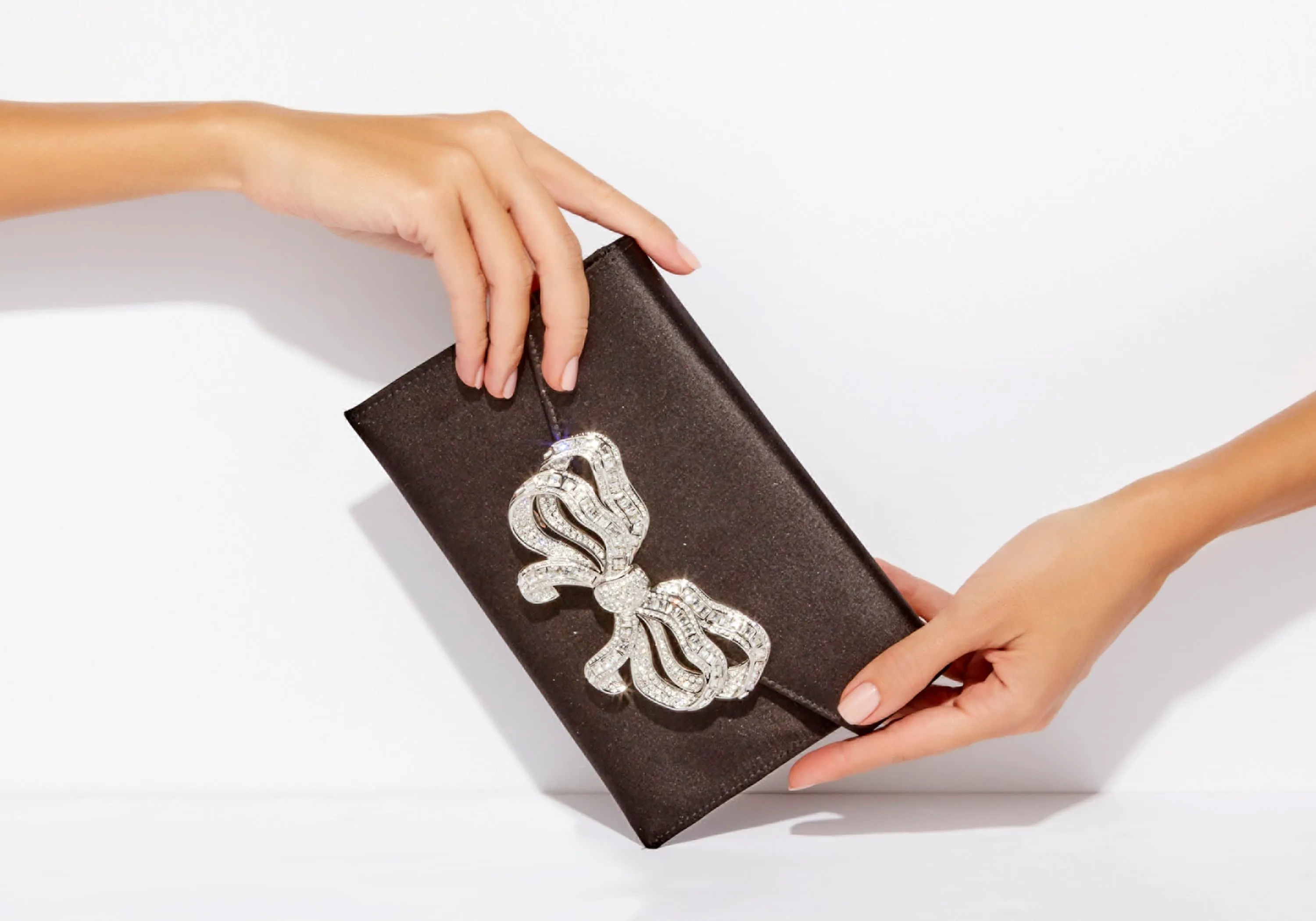 Satin Bow Envelope Black