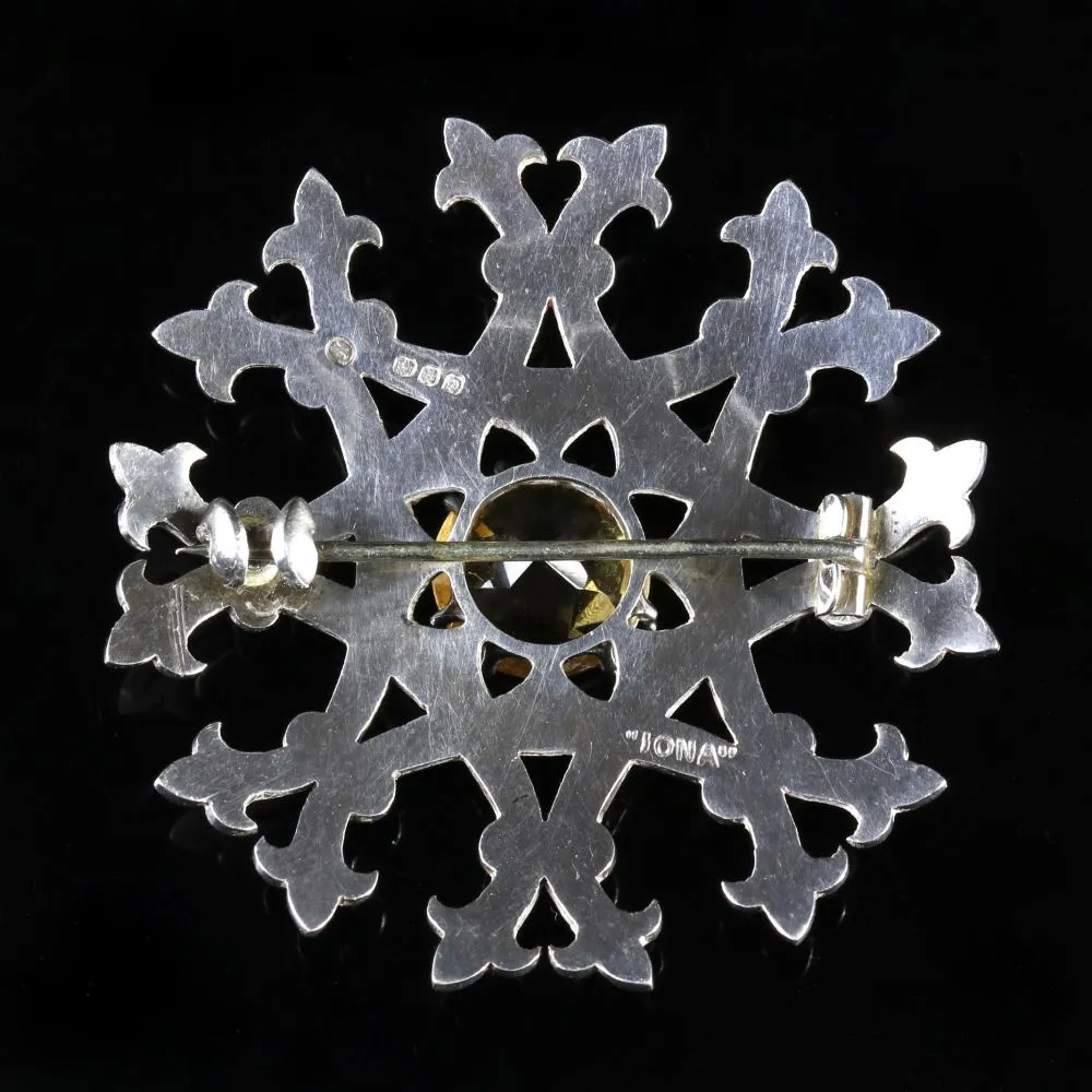 Scottish Silver Citrine Brooch Circa 1940 Iona