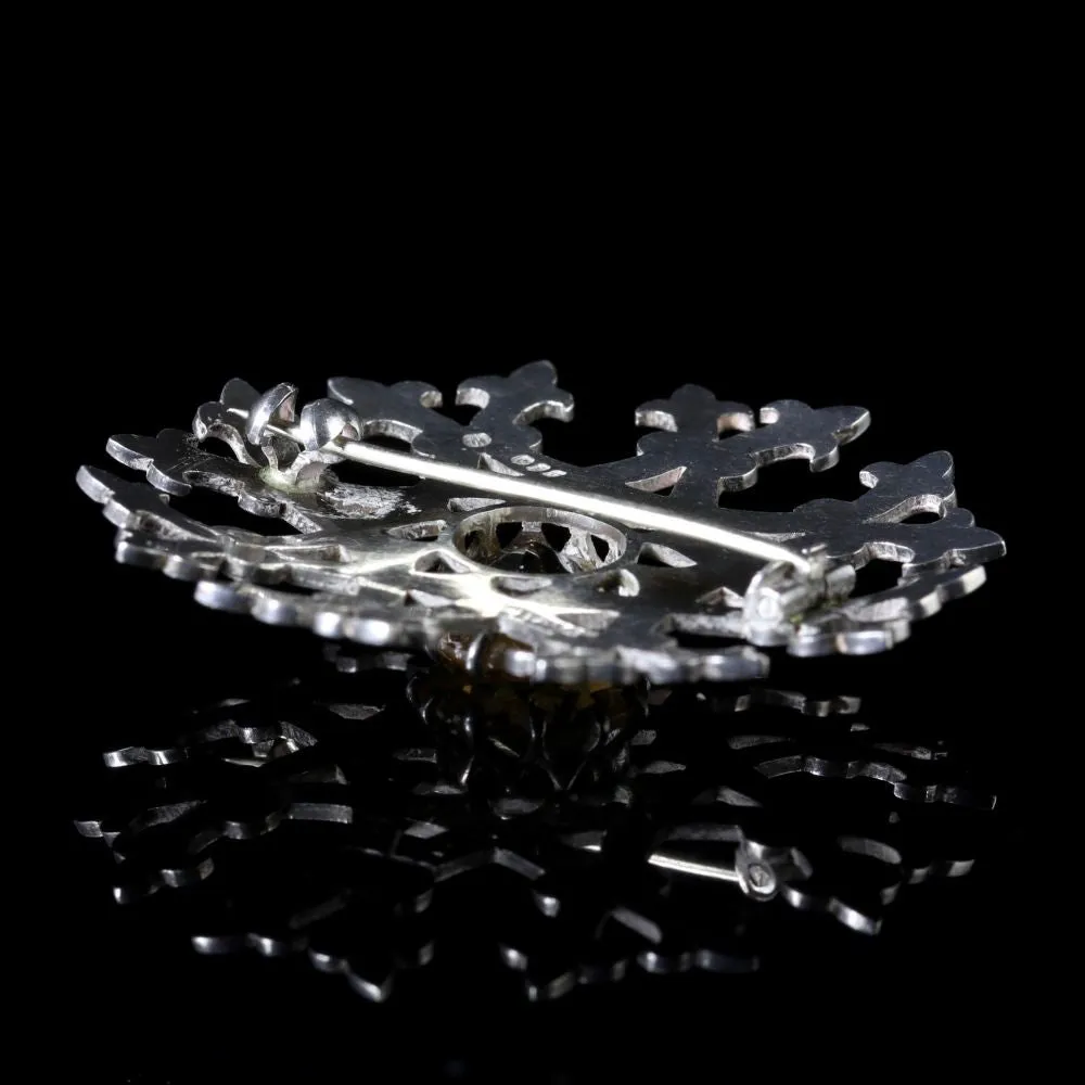 Scottish Silver Citrine Brooch Circa 1940 Iona