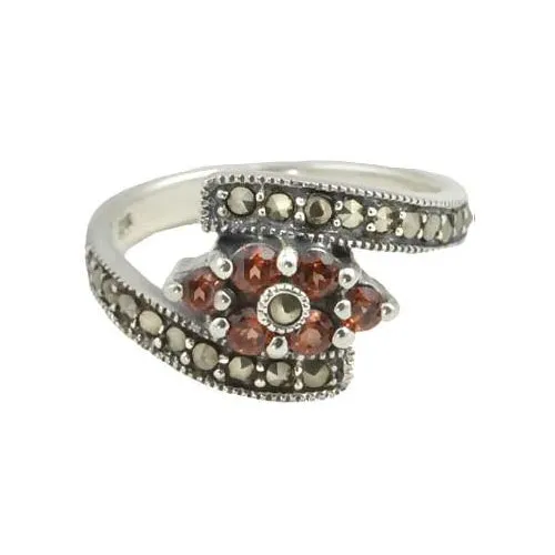 Silver and Garnet Gemstone Ring