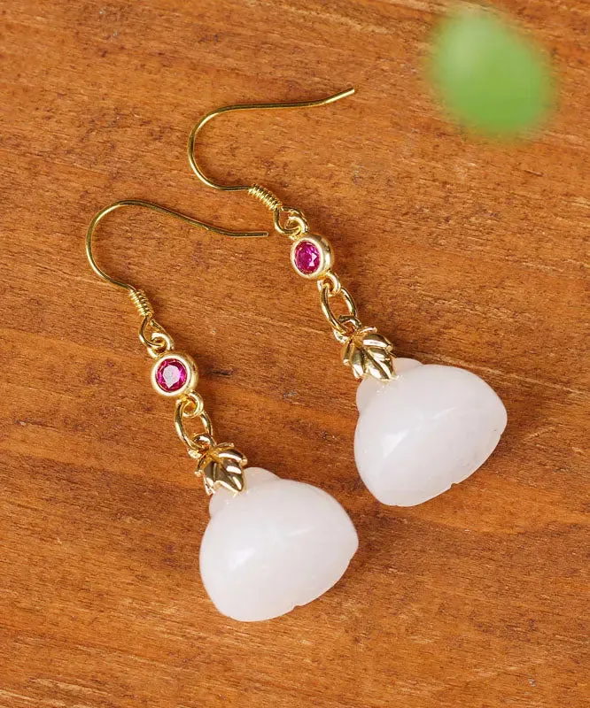 Sterling Silver Jade Crystal Drop Earrings