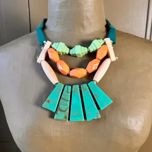 SYBIL wooden beaded statement necklace