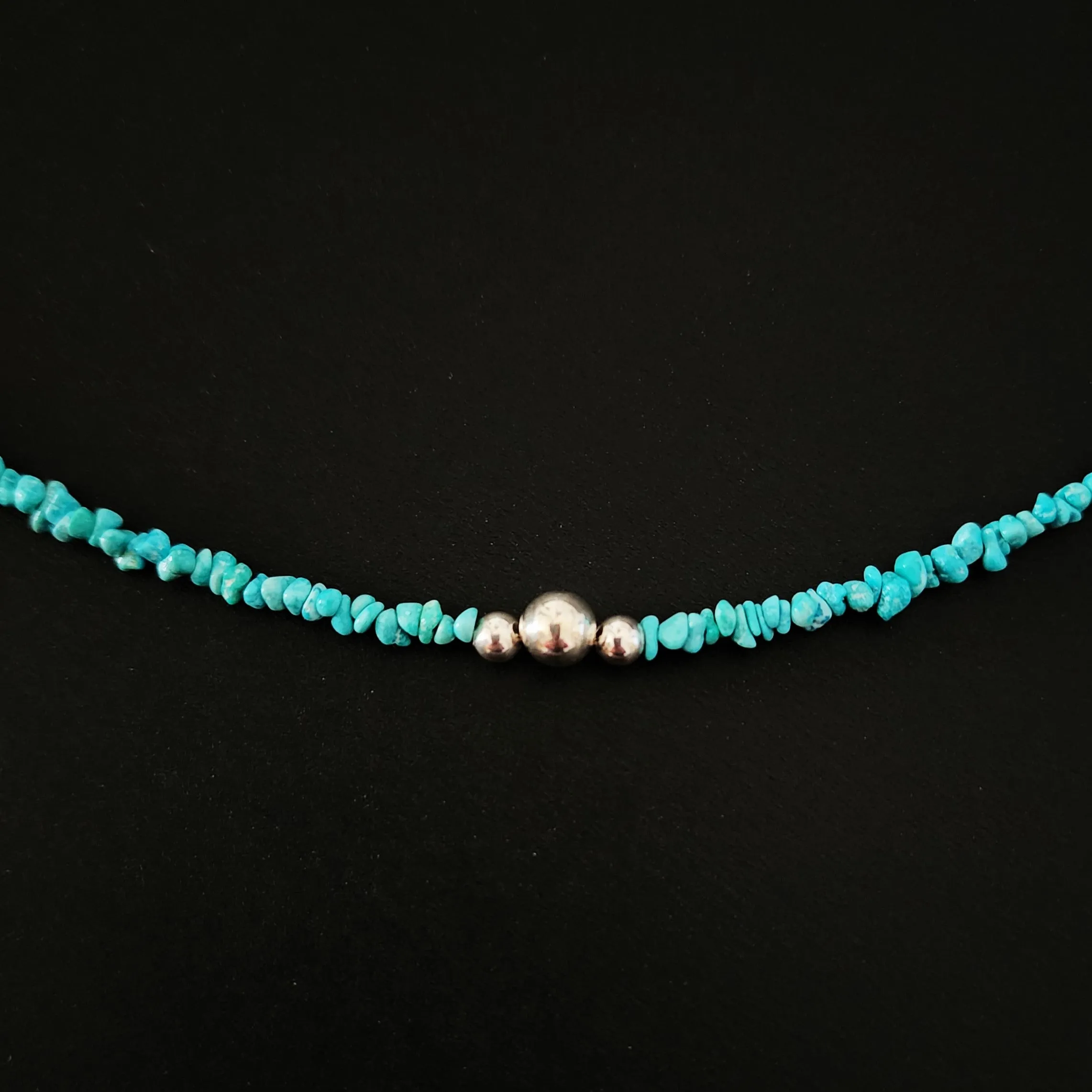 Turquoise Nugget & Silver Accents Necklace - 18"