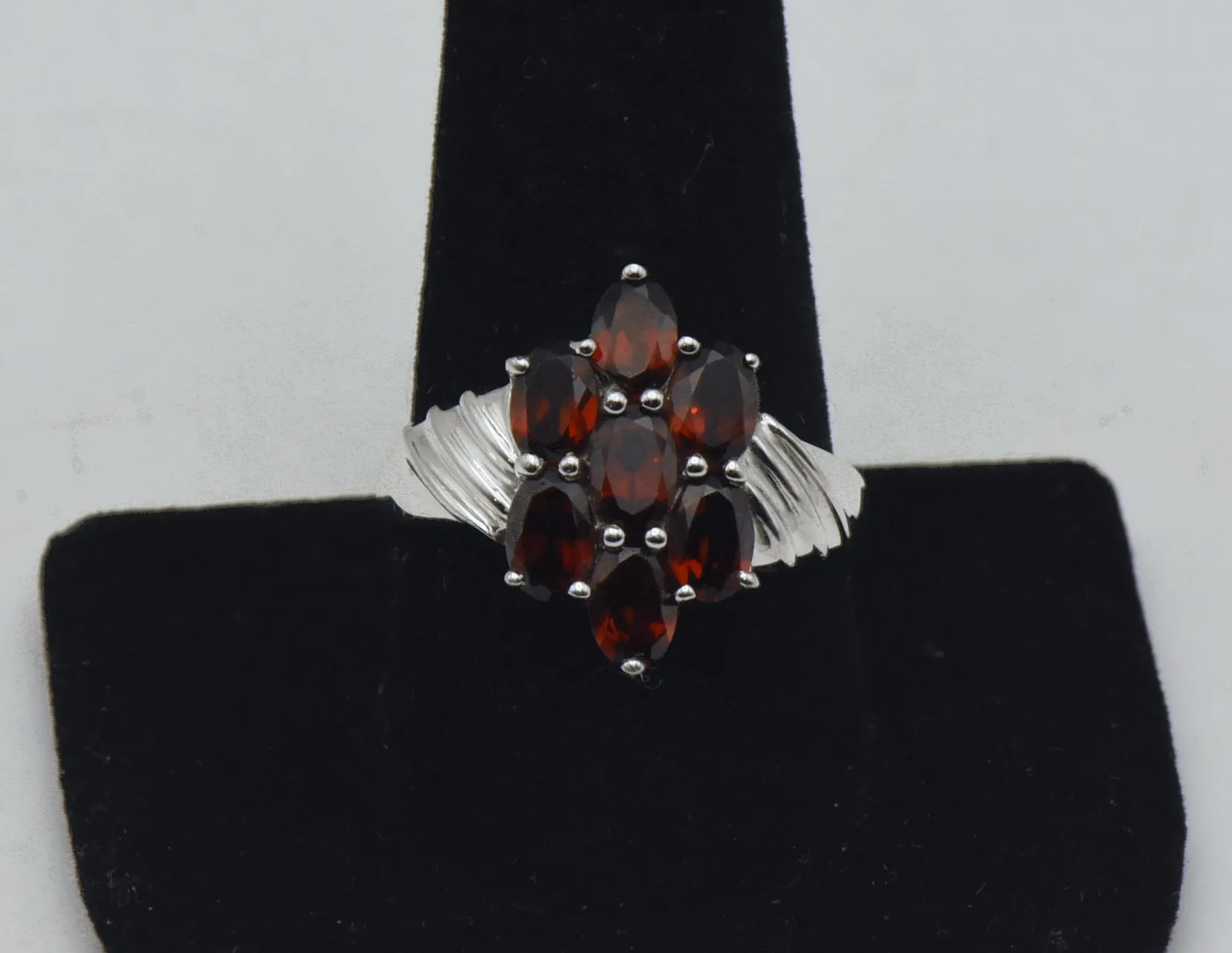 Vintage Garnets Sterling Silver Ring - Size 10