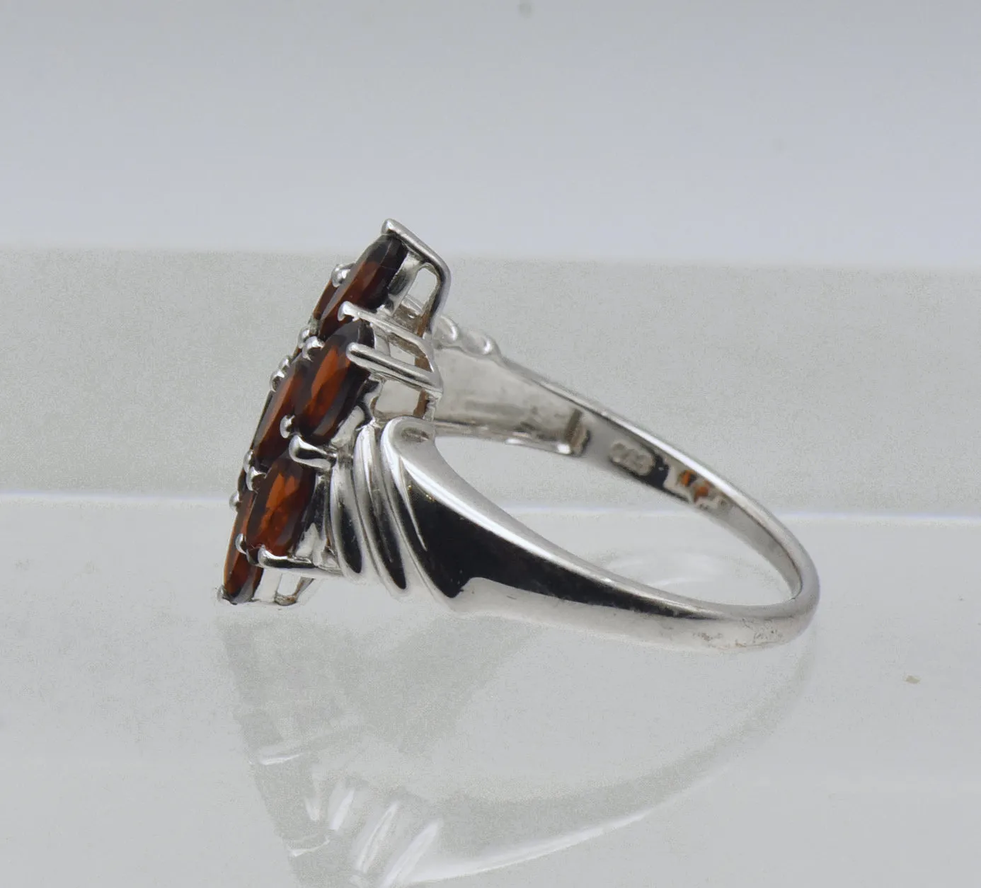 Vintage Garnets Sterling Silver Ring - Size 10