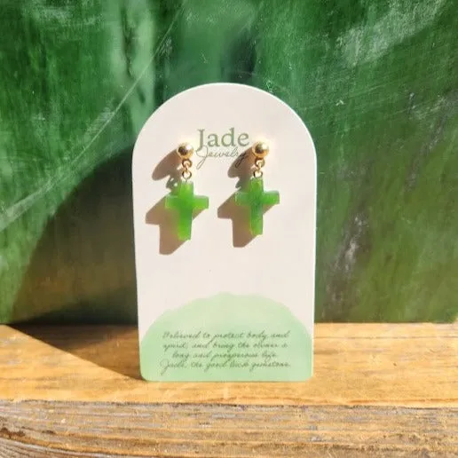 Vintage Jade Cross Earrings