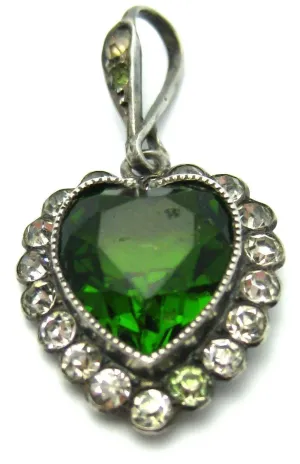 Vintage Silver Heart Paste Pendant.