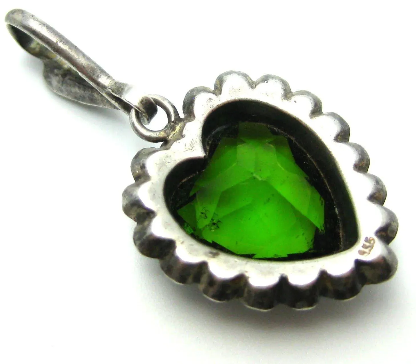 Vintage Silver Heart Paste Pendant.