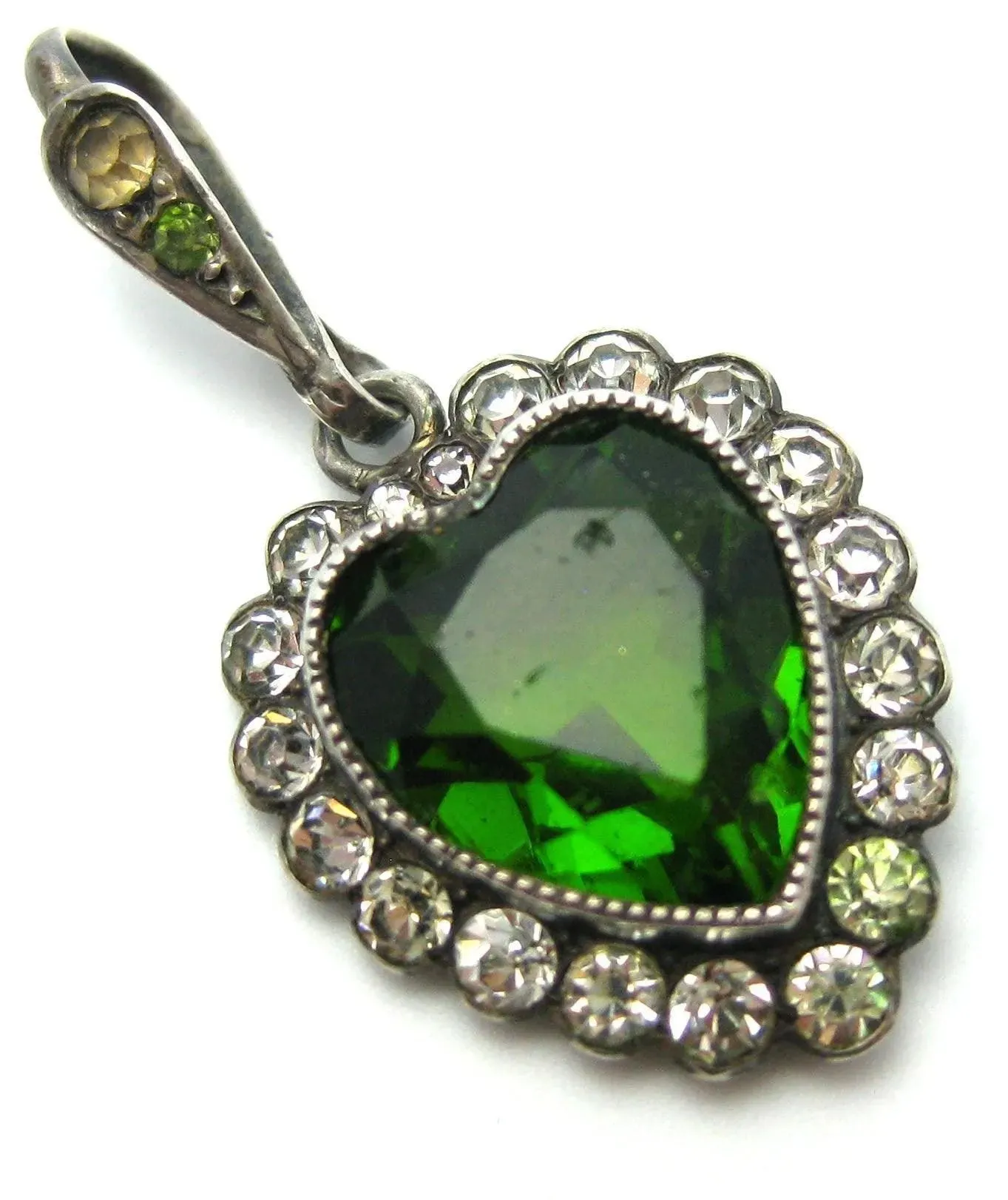 Vintage Silver Heart Paste Pendant.