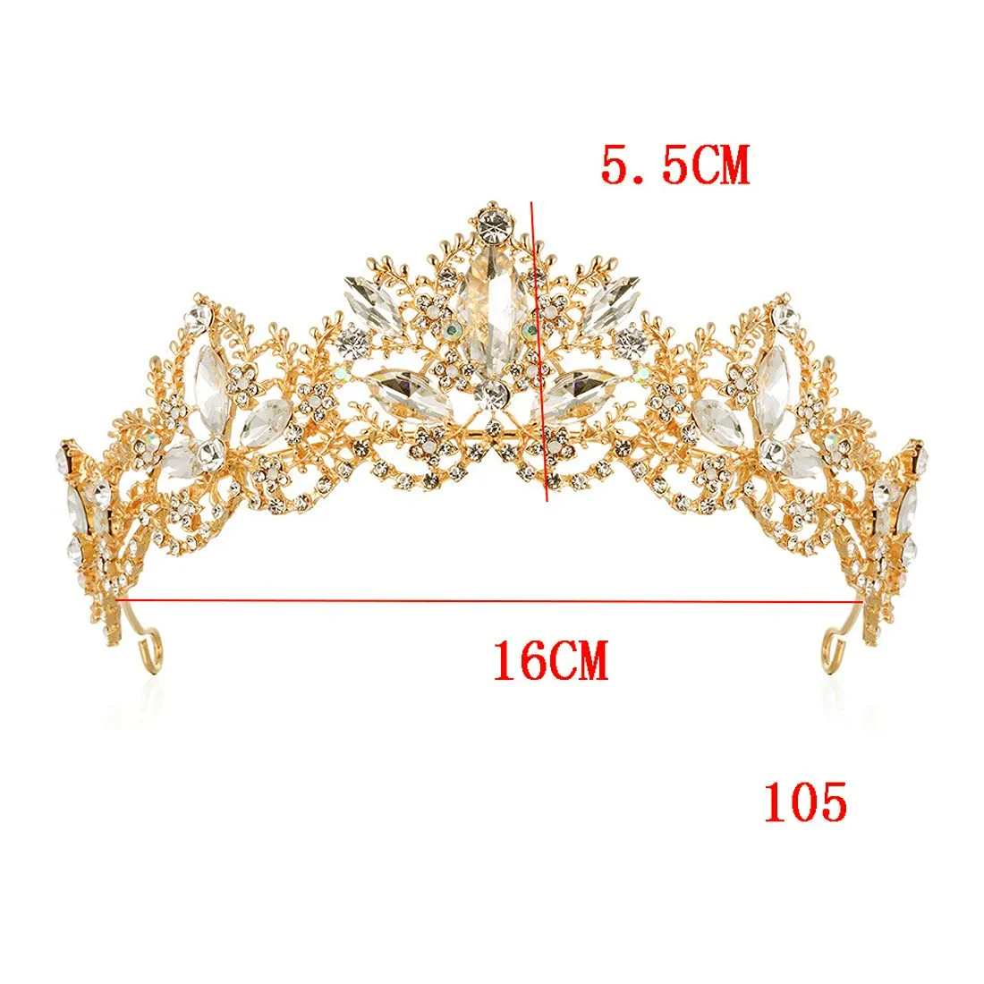Yellow Chimes Tiara for Women and Girls Gold Plated Crown for Women White Crystal Studded Bridal Wedding Crown Tiaras for Women and Girls Gift For Women & Girls